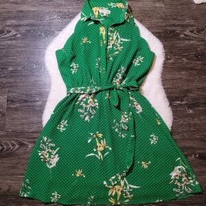 NWOT Monteau Halter Dress with Flowers and Polka Dots Sz L